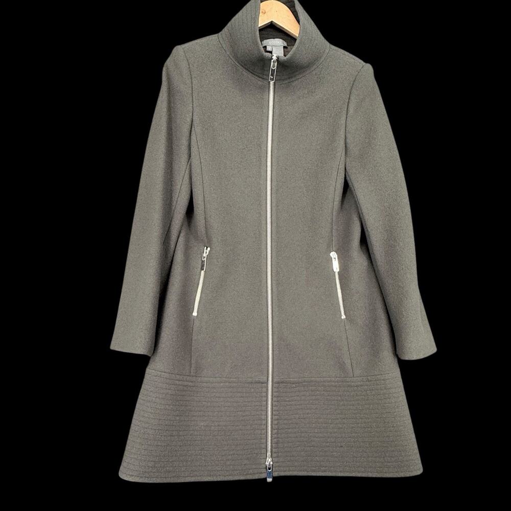 ECCOCI Wool Coat Womens Sz 6 Olive Green Car Commuter City Classic
